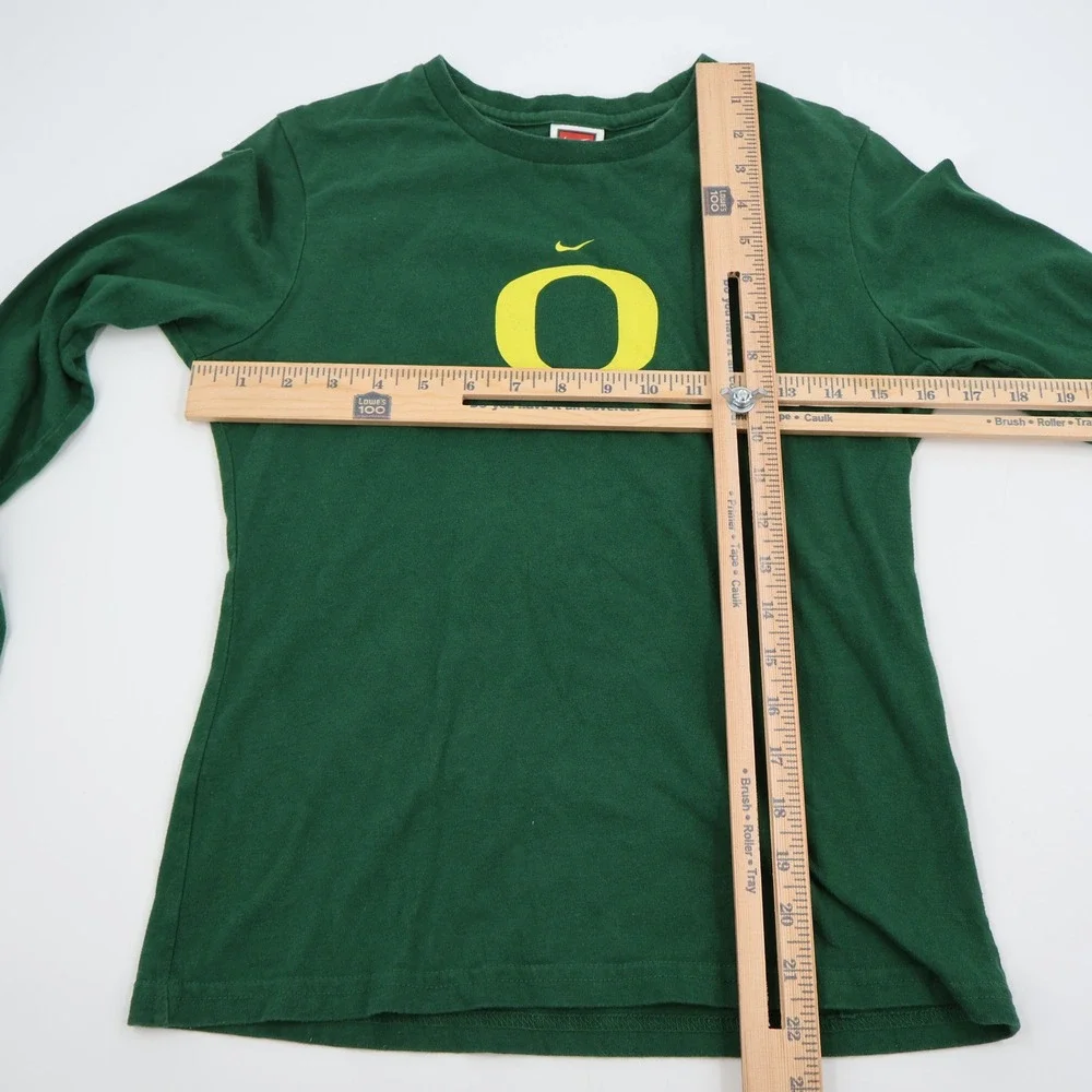 Nike Oregon Ducks T-Shirt Womens Small Green Y2K Long Sleeve Logo Tee‎